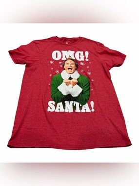 Elf Movie Red OMG Santa Shirt Adult Size Medium by Ripple Junction, Christmas